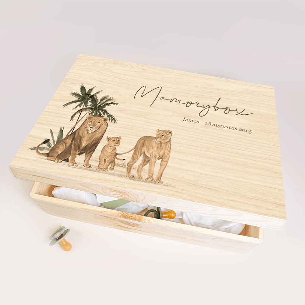 Memorybox met leeuwenfamilie