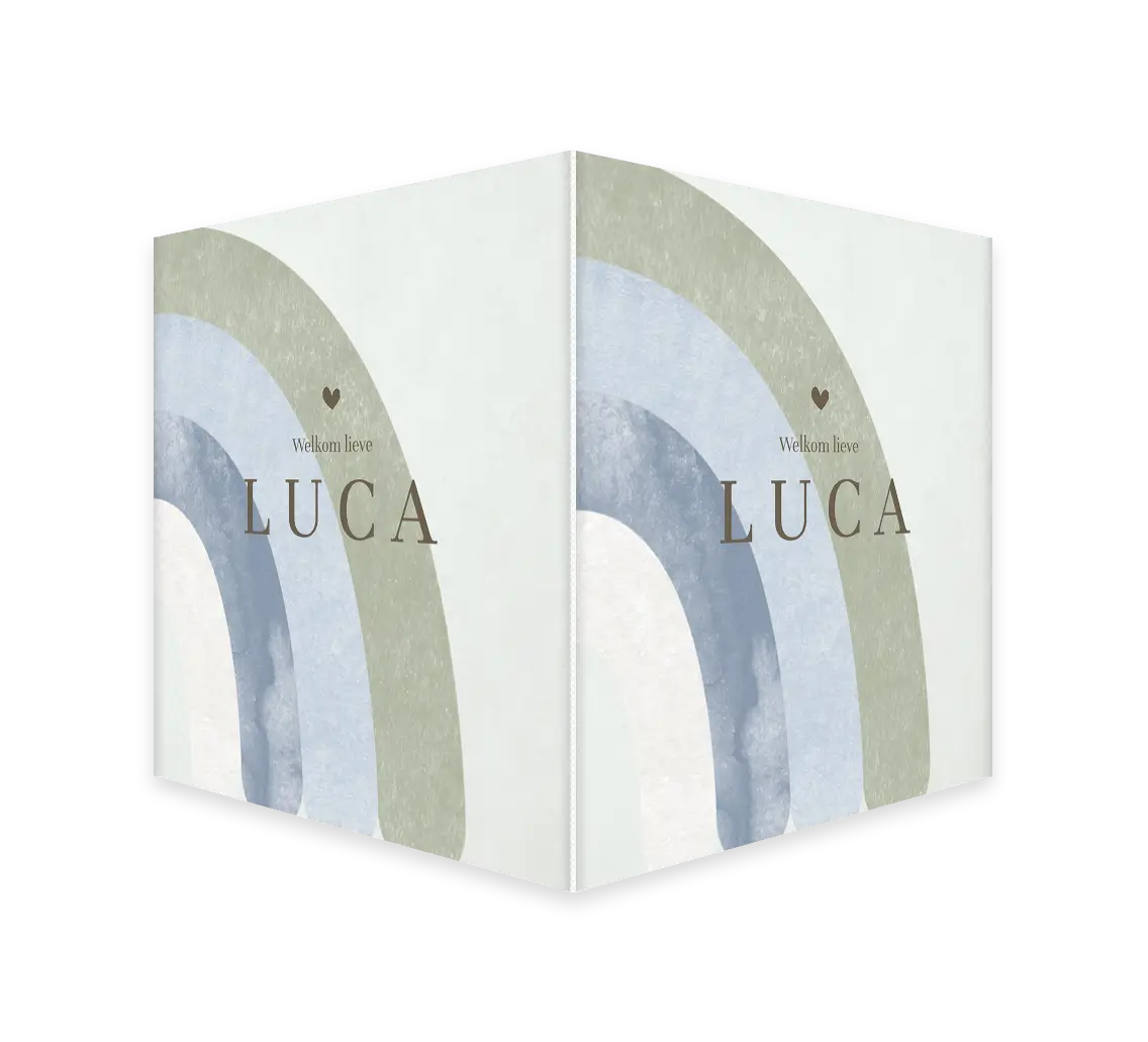 Raambord groen met watercolour regenboog