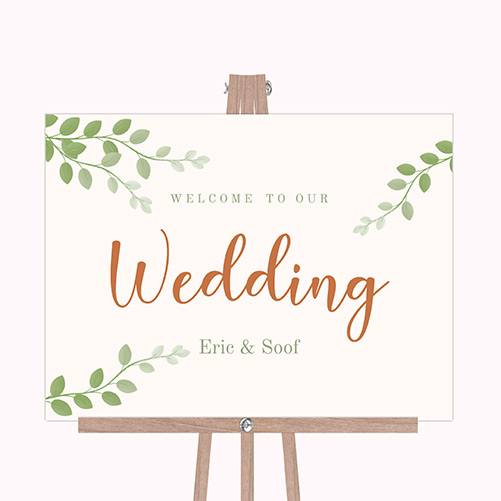 Welkomstbord bruiloft botanische stijl