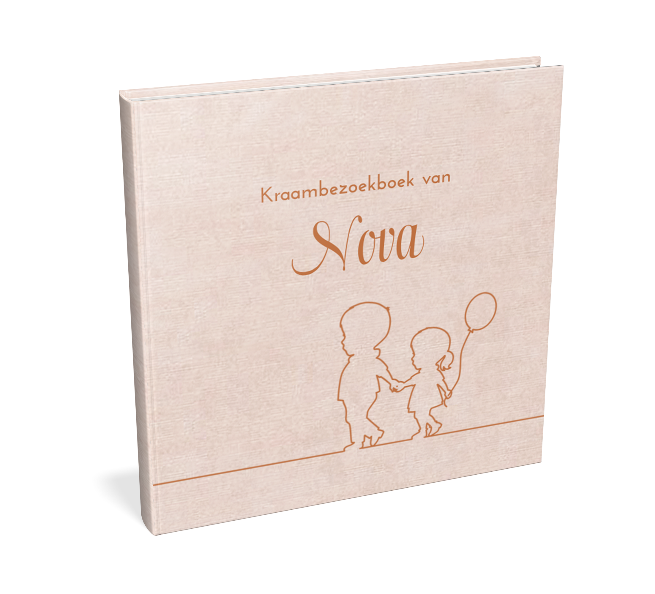 Kraambezoekboek roze zusje met lijntekening silhouetjes