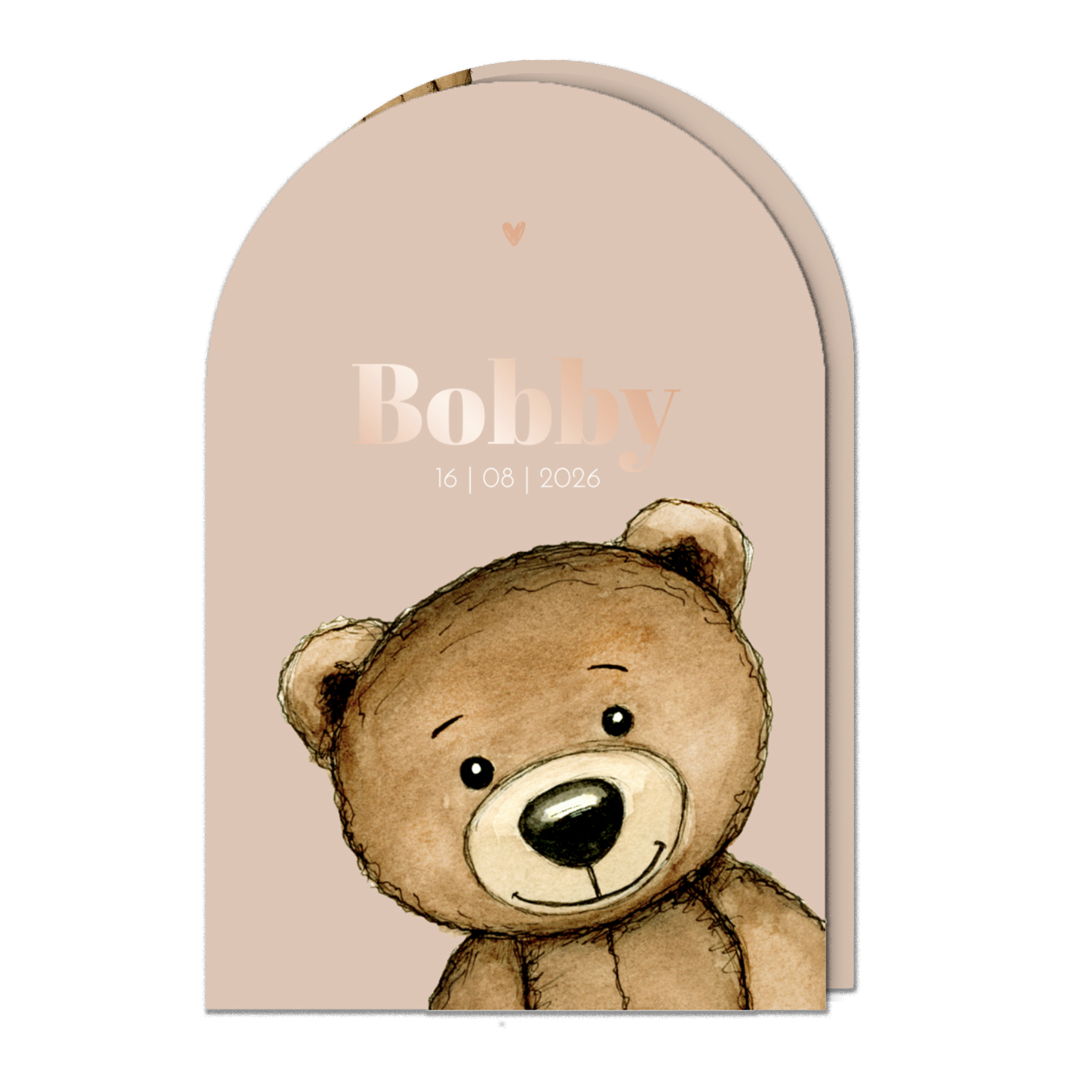 Geboortekaartje dubbele boogvorm teddybeer