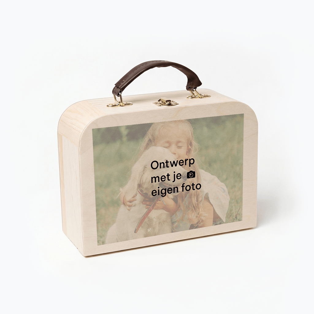 Houten koffertje met eigen foto ontwerpen
