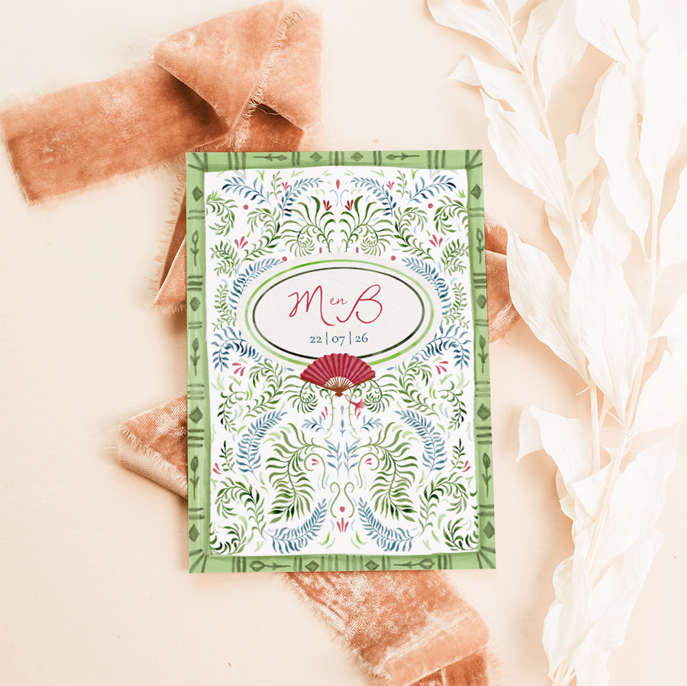 Modern oosterse trouwkaart