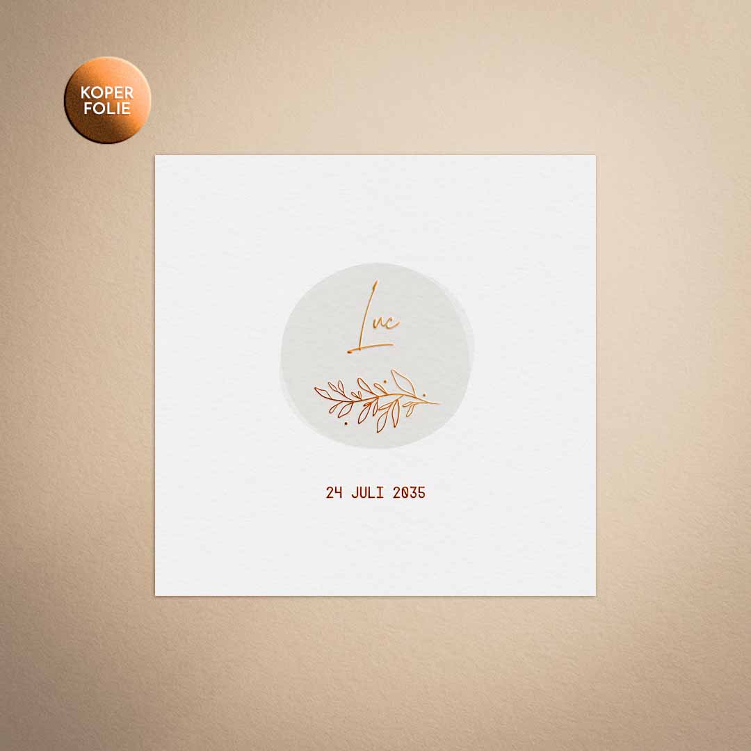 Rustig geboortekaartje met rustige tinten voor een jongen