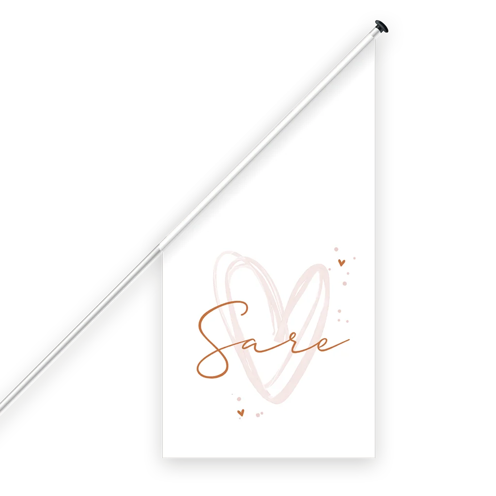 Vlag voor geboorte meisje met naam en hart