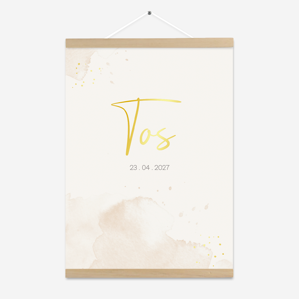 Poster jongen aquarel beige stippen