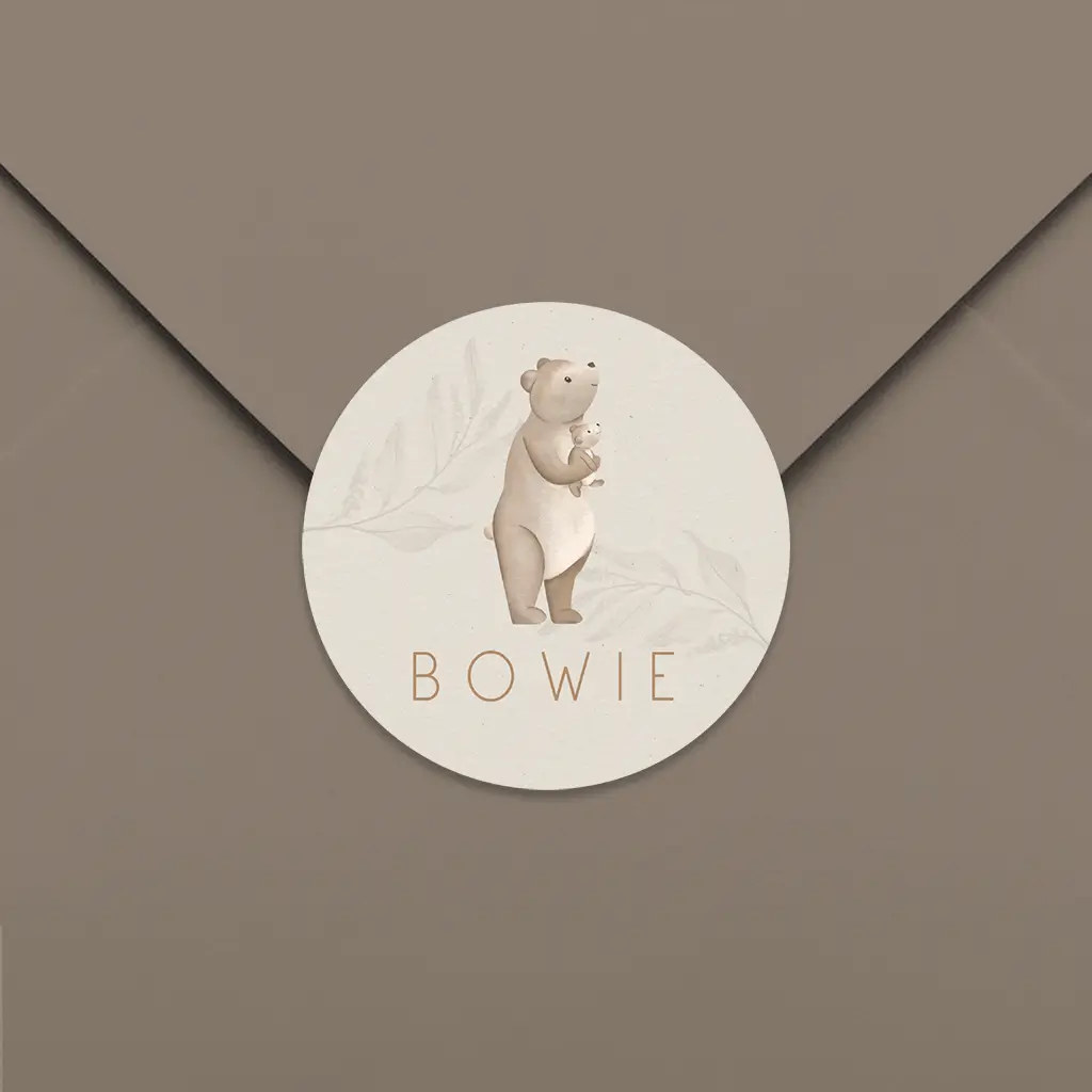 Sluitsticker met initiaal en watercolour takjes - per 25 stuks