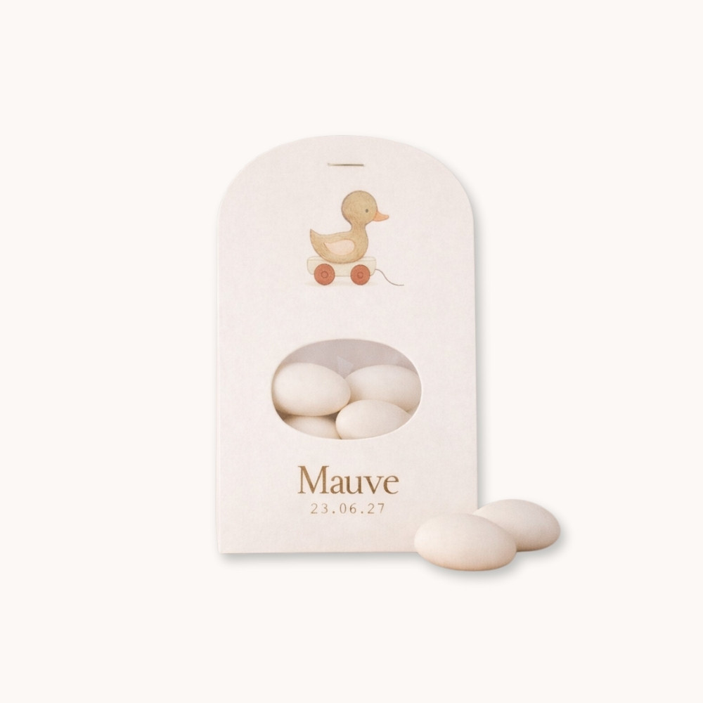 Doopsuiker wikkel neutraal speelgoed eendje okergeel