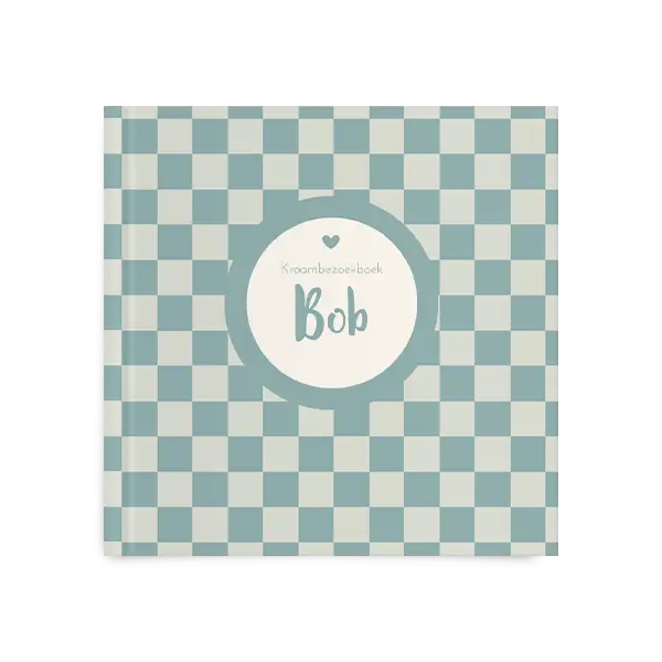 Hip kraambezoekboek met tof blokjes dessin en hartje - met invulpagina's