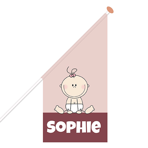 Geboortevlag met naam en grappig babymeisje