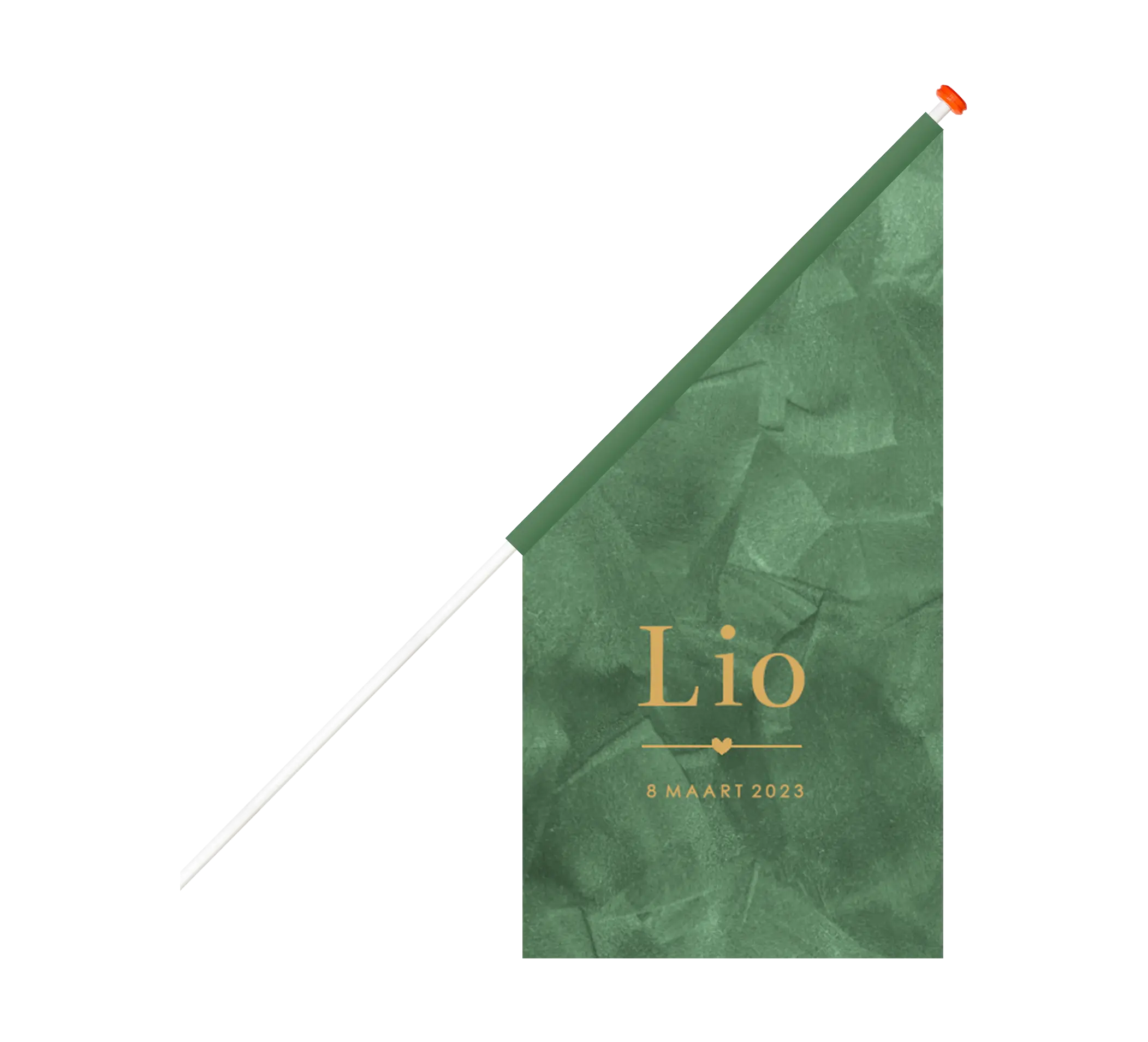 Geboortevlag groen velvet-look met hartje