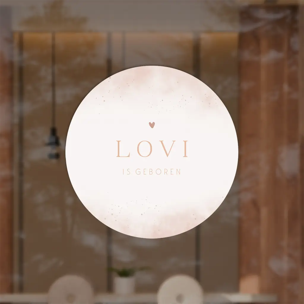 Romantische raamsticker roze watercolour