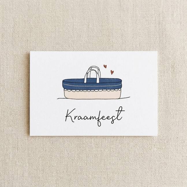 Kraamfeest kaartje mozes mandje jongen