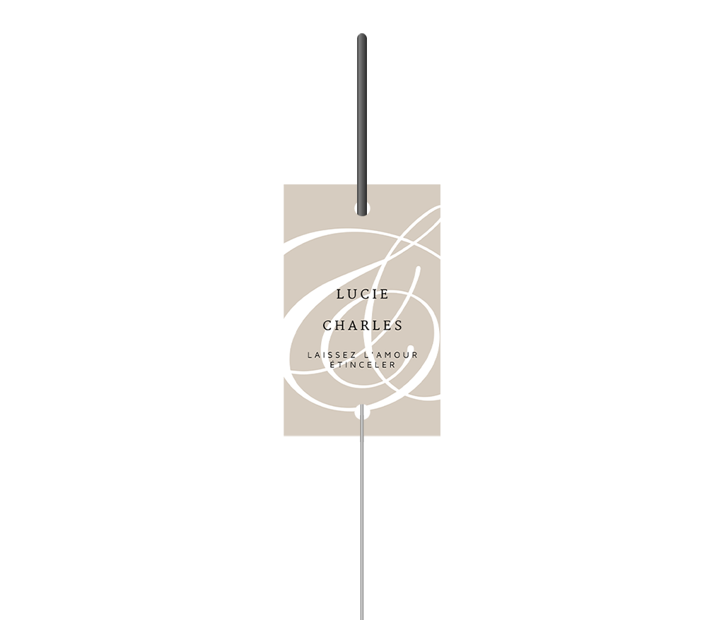 Étiquette avec noms sur fond beige pour feux de Bengale - 7 pièces