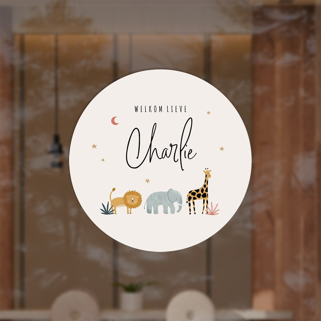 Raamsticker met dieren, maan en sterren