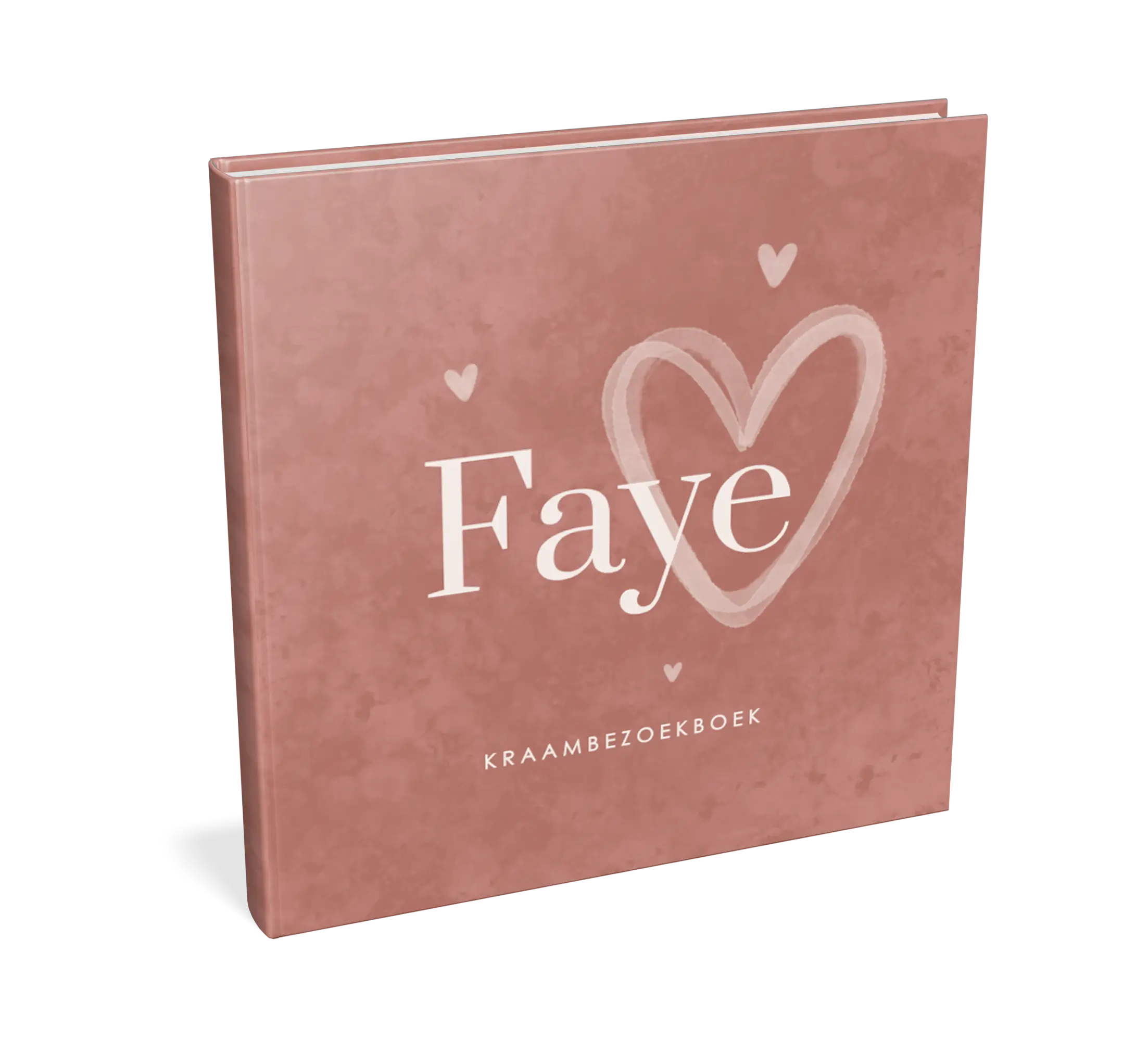 Kraambezoekboek met roze velvet-look en hartjes