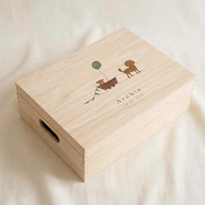 Memorybox geboorte hond bolderkar mini labradoodle