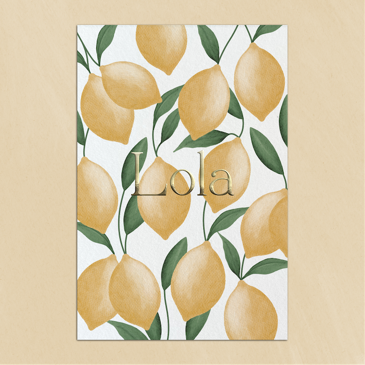 Geboortekaartje Citroenen Aquarel Goudfolie