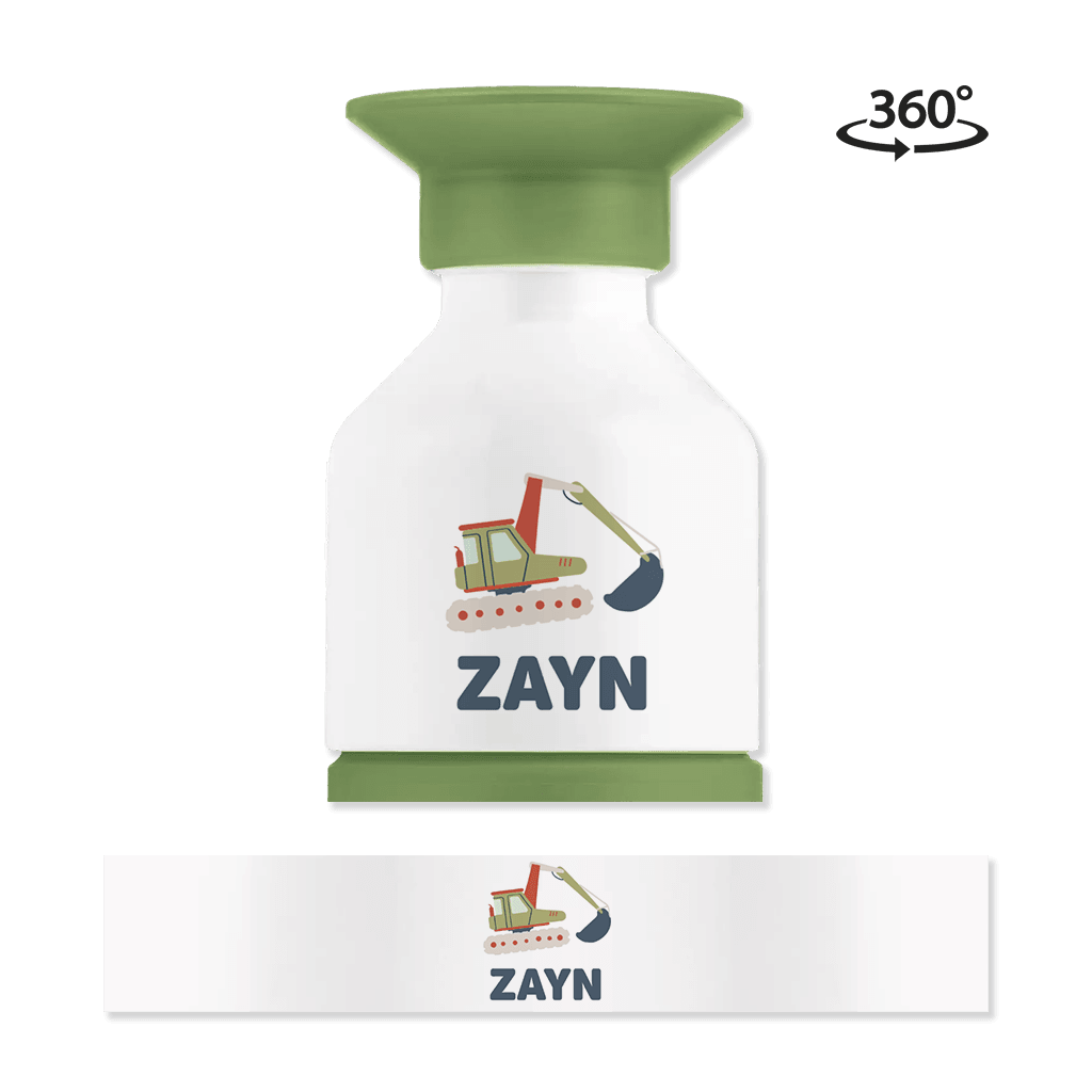 Dopper steel MINI met naam en graafmachine