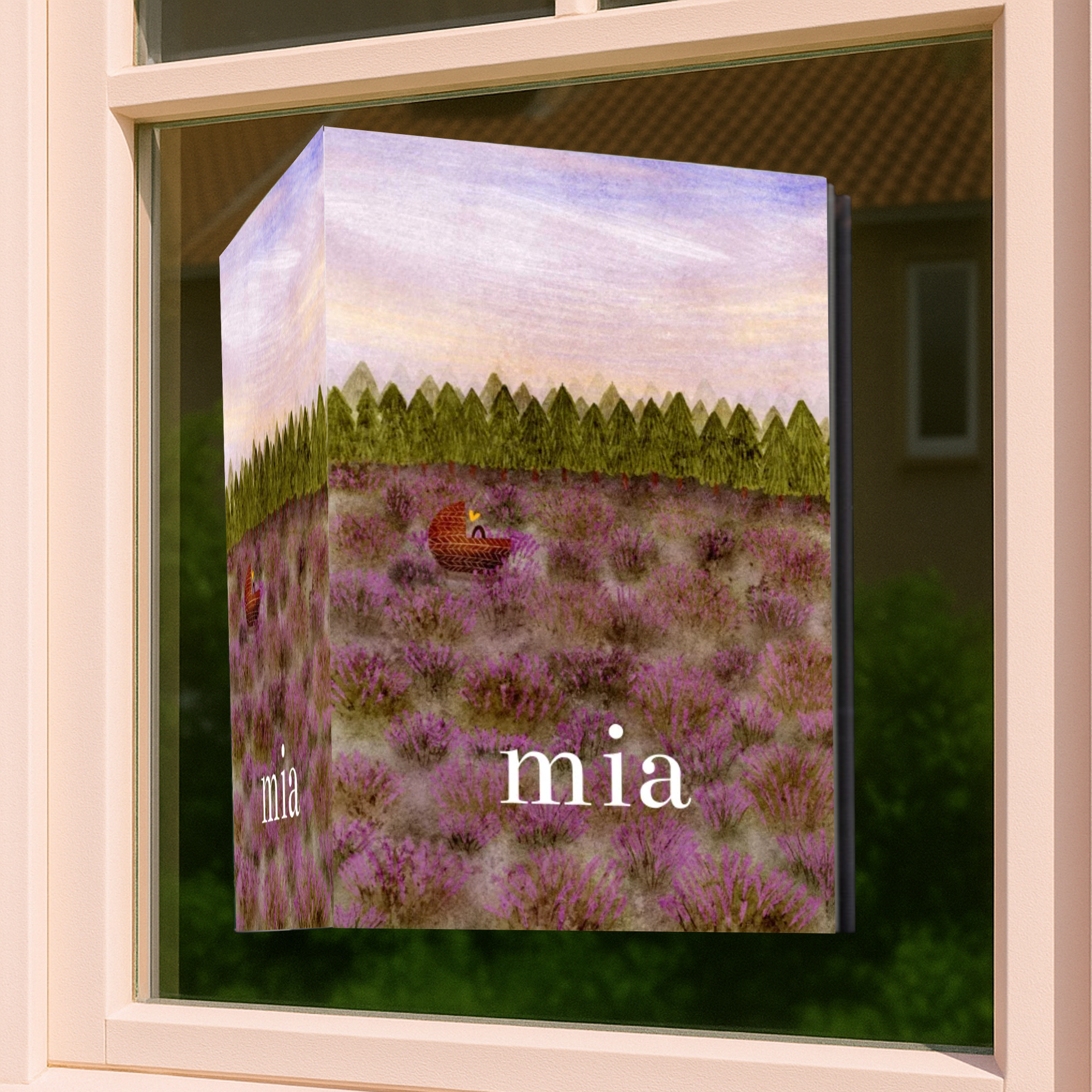 Raambord nazomer heide zonsondergang bos lila 60x40 cm