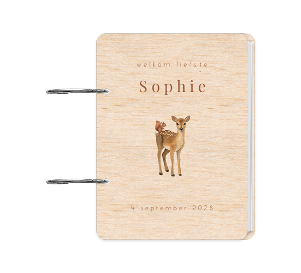 Houten bewaarbundel met hert en eekhoorn