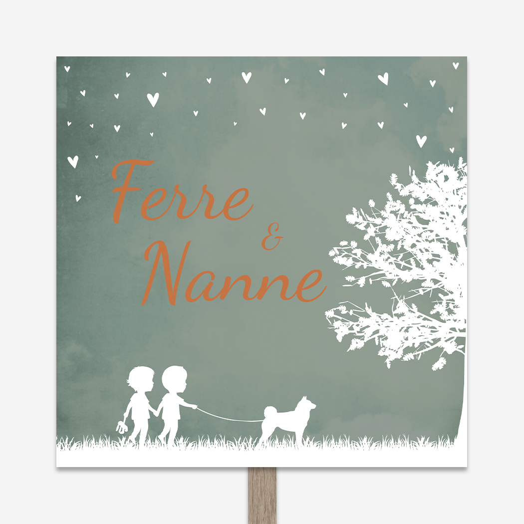 Tuinbord Geboorte Tweeling Groen Hond