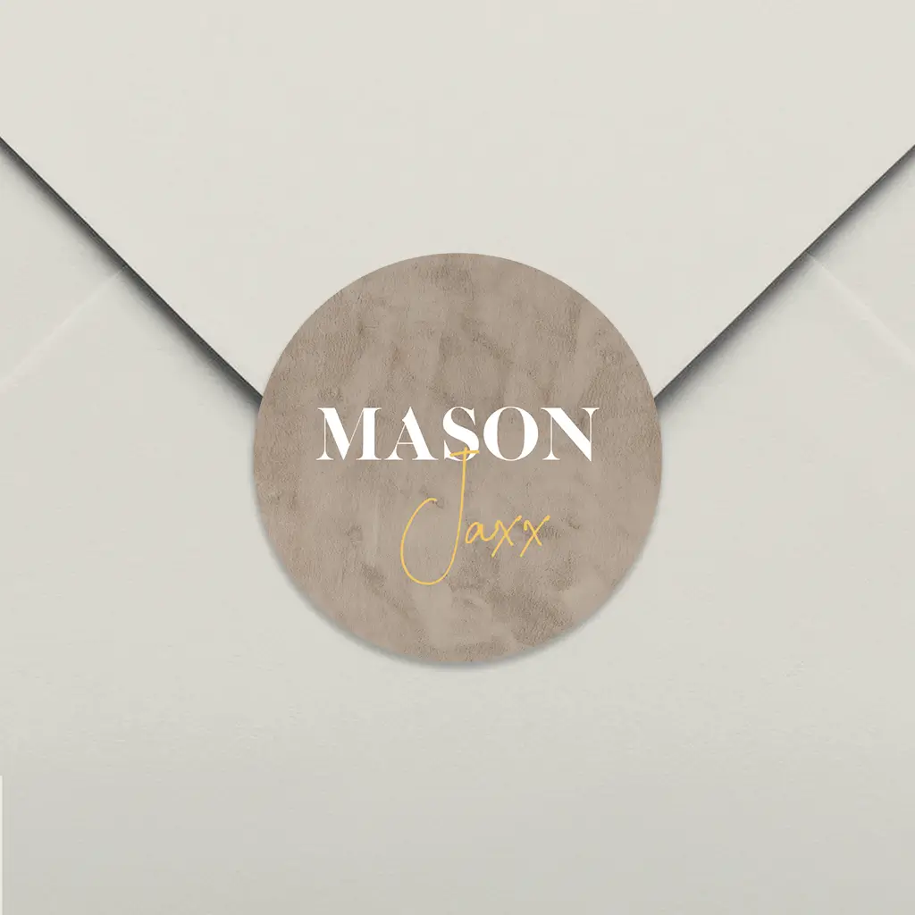 Sluitsticker met velvet-look en naam - per 25 stuks