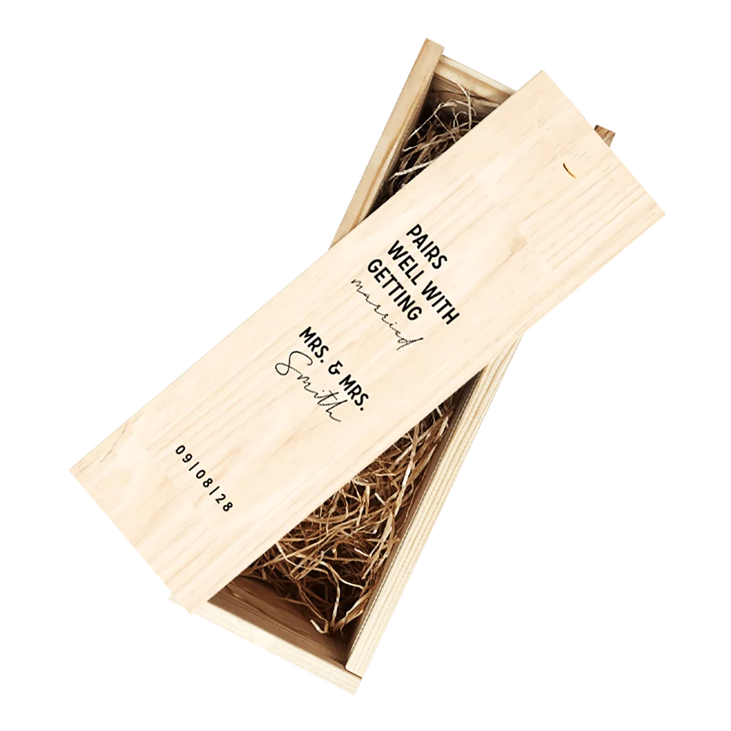 Wijnkist cadeau huwelijk met namen en datum