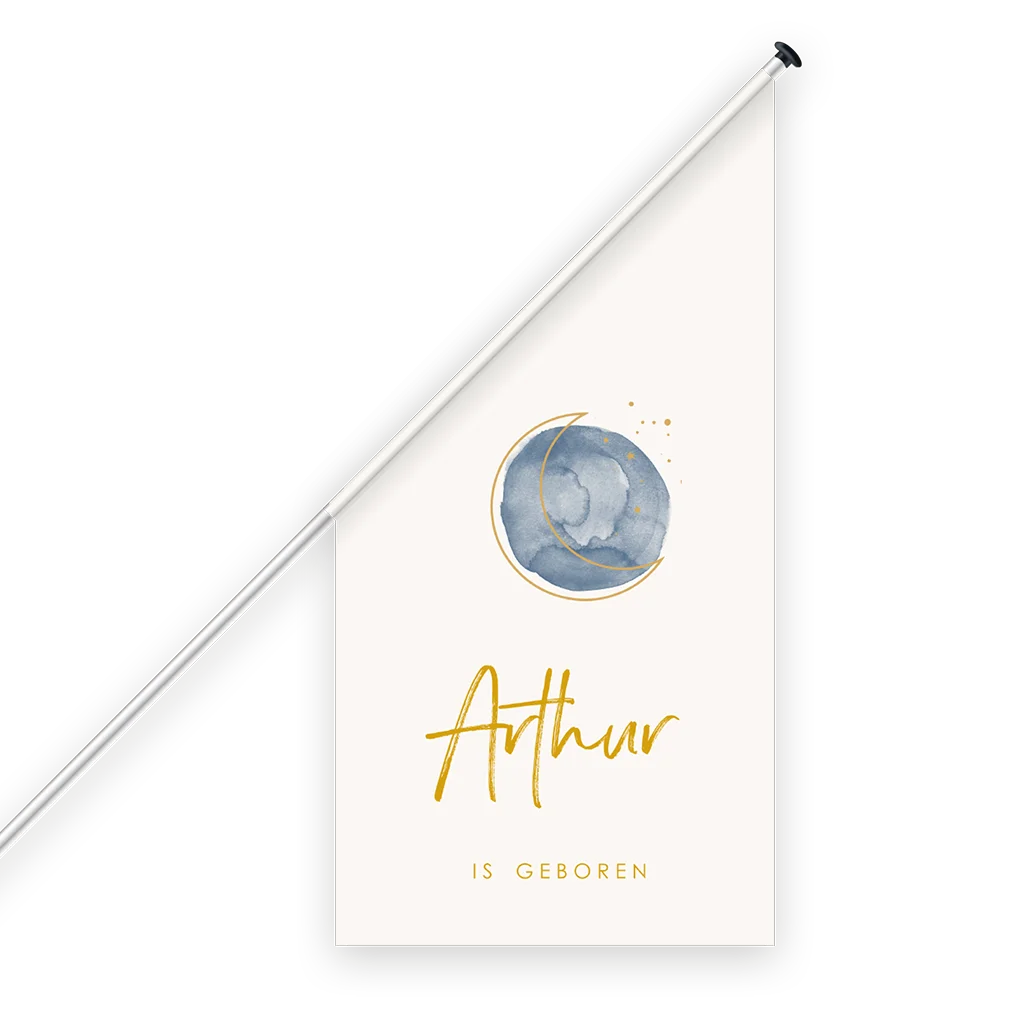 Dromerige geboortevlag met maan