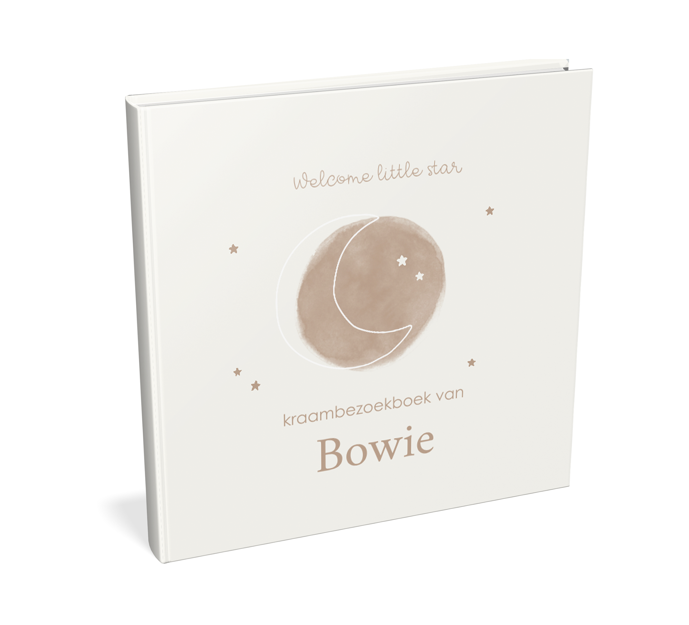 Kraambezoekboek met watercolour maan en sterretjes