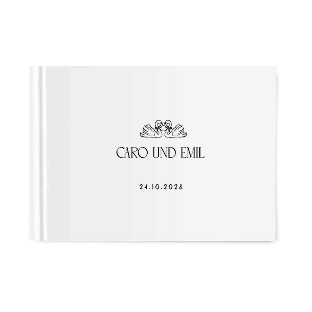 Edles Gästebuch mit Schwan-Zeichnung