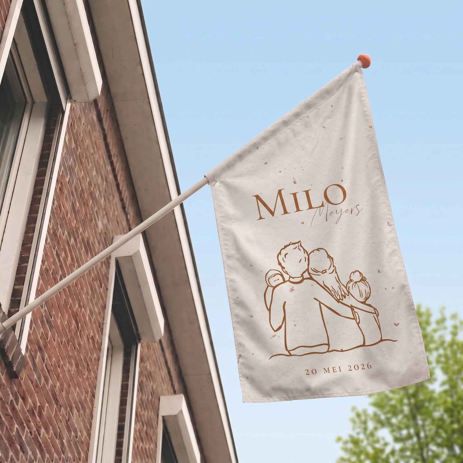 Geboortevlag lijntekening gezin