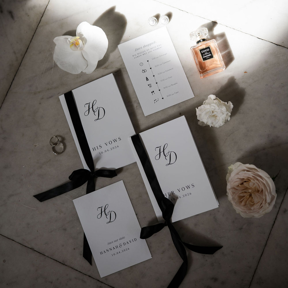 Geloftenboekje bruiloft classic monogram his vows