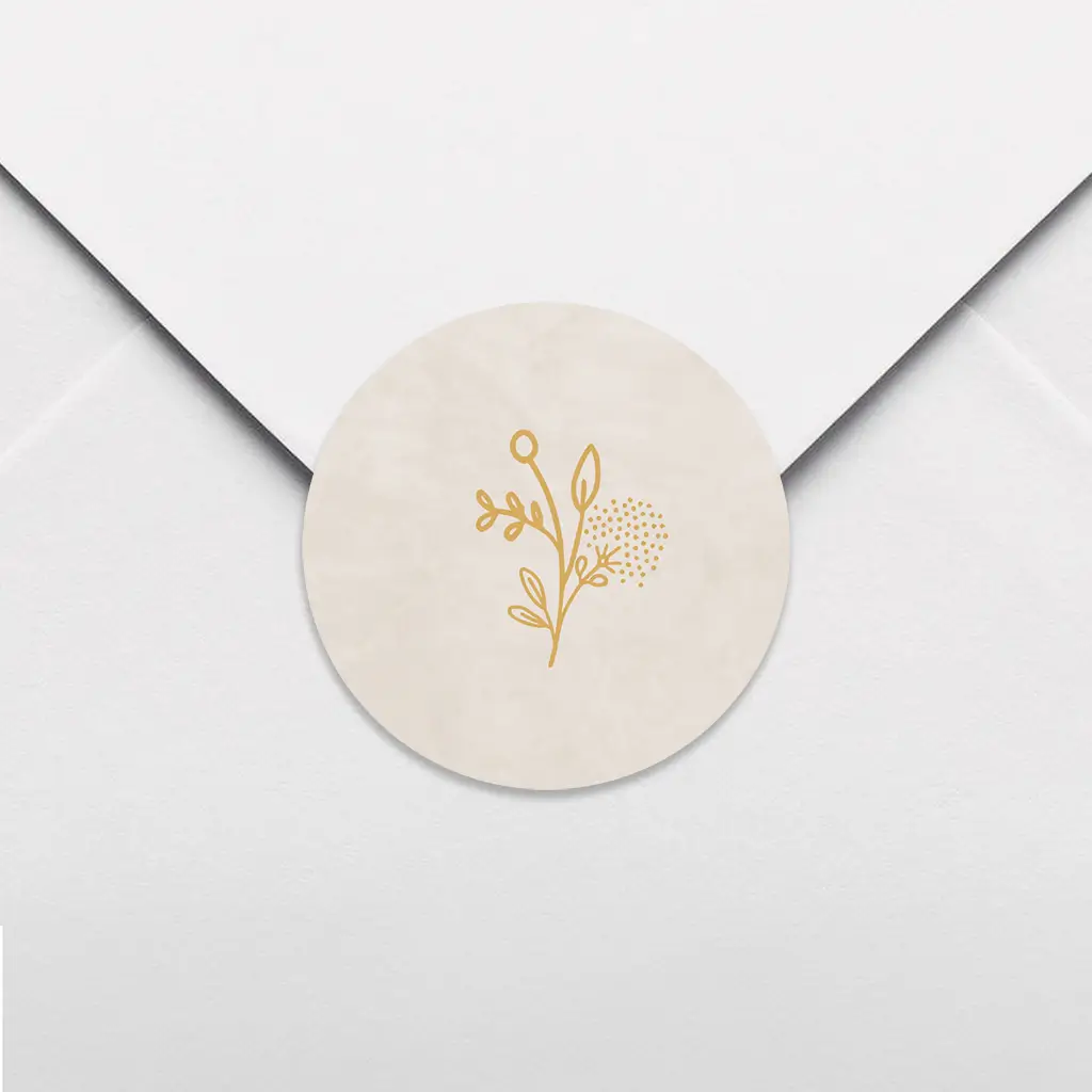 Sluitsticker beige met takje - per 25 stuks