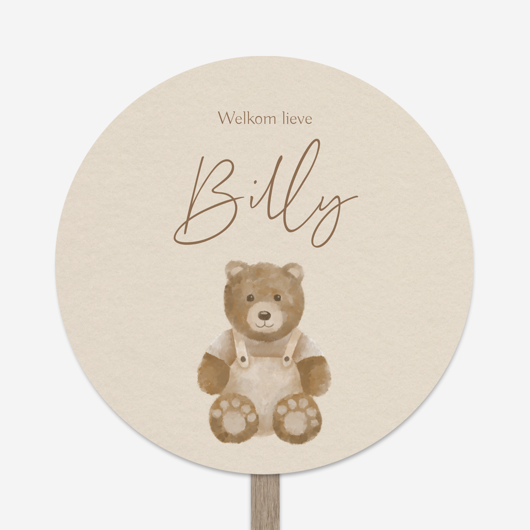 Tuinbord Teddybeer Waterverf Jongen Geboortebord