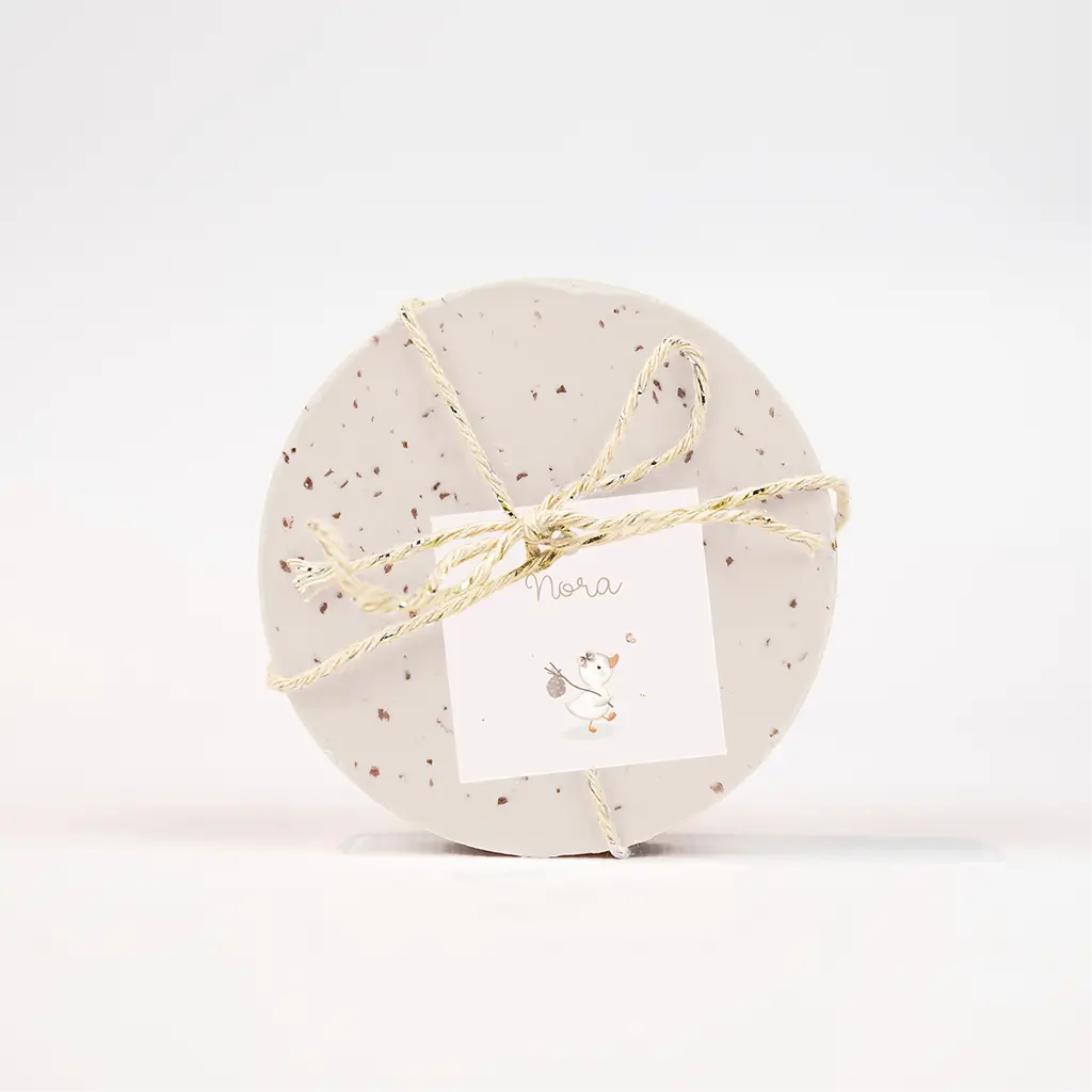 Doopsuiker labeltje roze met eendje - per 16 stuks