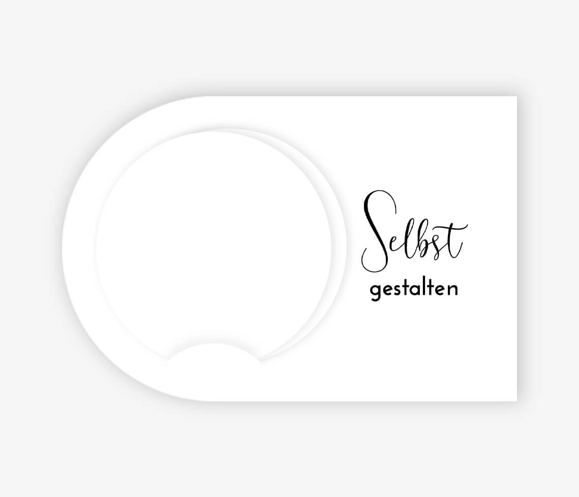 Originelle Hochzeitseinladung mit runder Karte zum selbst gestalten
