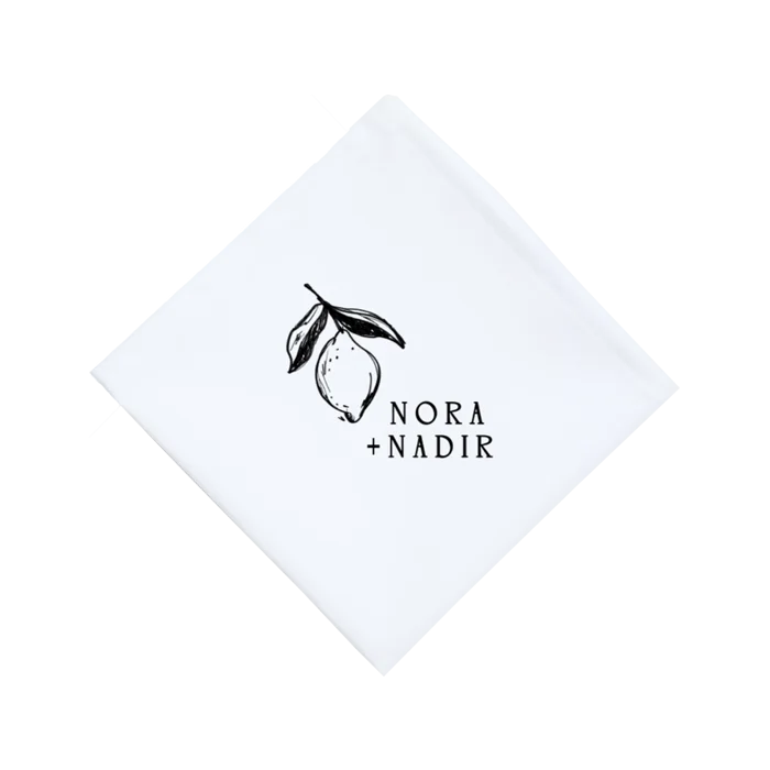 Gepersonaliseerde servetten voor bruiloft met handgeschilderde citroen