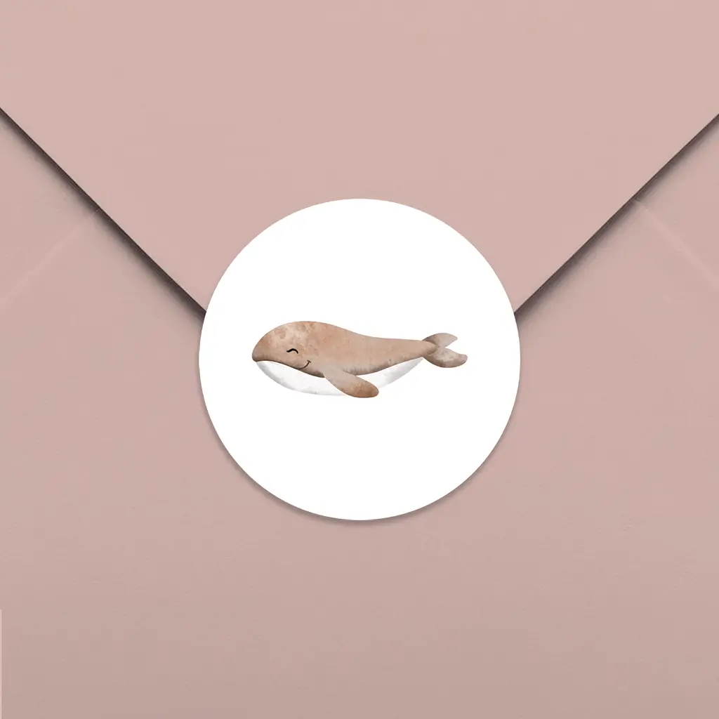 Sluitsticker beige walvis