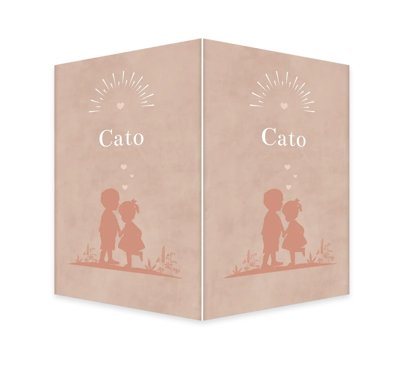 Dubbel raambord velvet met silhouet broer en zusje en hartjes