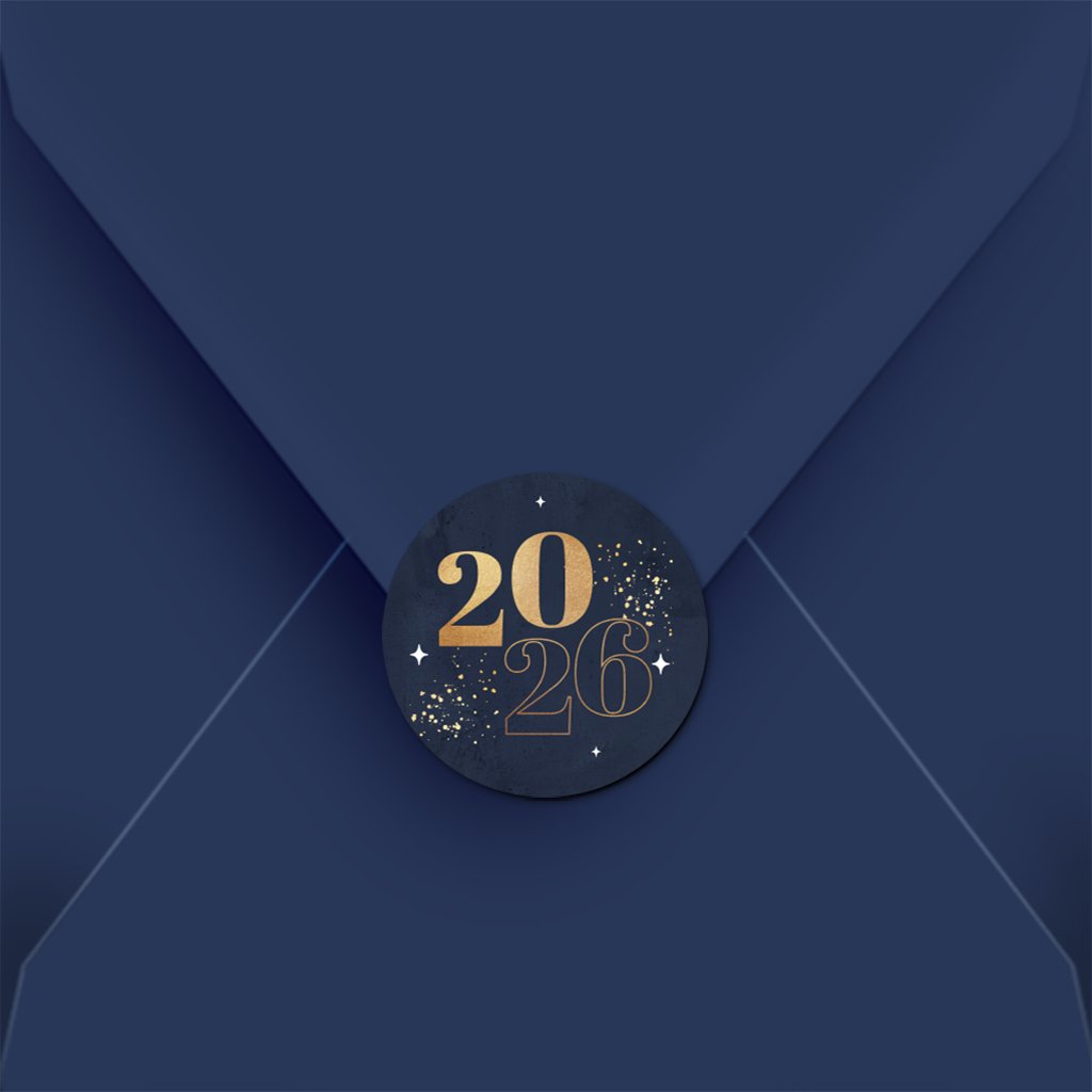 Sluitzegel met goudlook jaartal voor zakelijke kerstkaart | 25 stuks