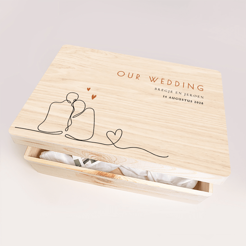 Wedding memory box met romantische tekening