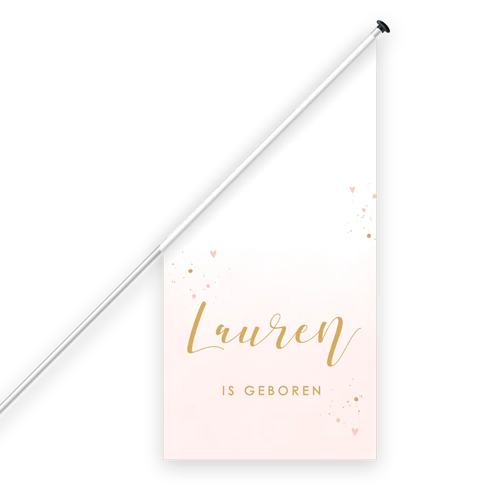 Geboorte aankondiging vlag meisje met watercolour