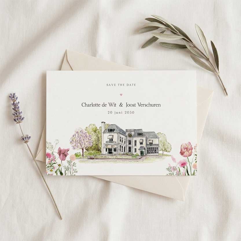 Save the date met Landgoed Te Werve en botanische bloemen