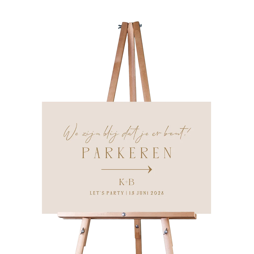 Bruiloft welkomstbord parkeren