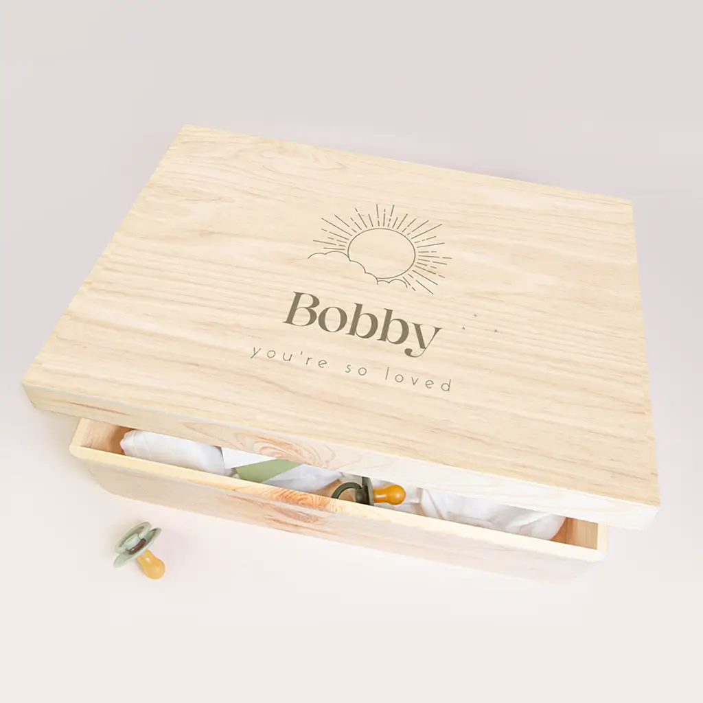 Memorybox met lijntekening zon