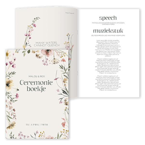 Boekje met bloemen voor ceremonie