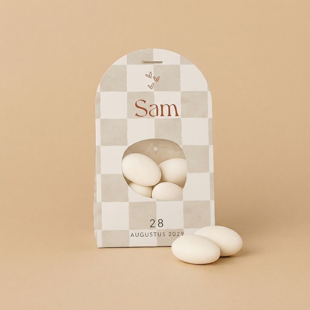 Doopsuiker wikkel neutraal geblokt zand