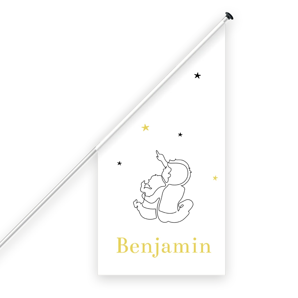 Geboortevlag met oneliner en sterretjes