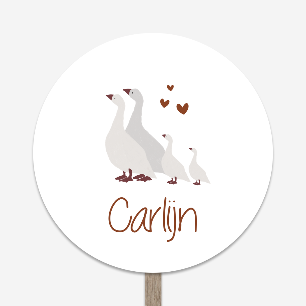 Tuinbord Geboorte Schattig Rond Gansjes Hartjes